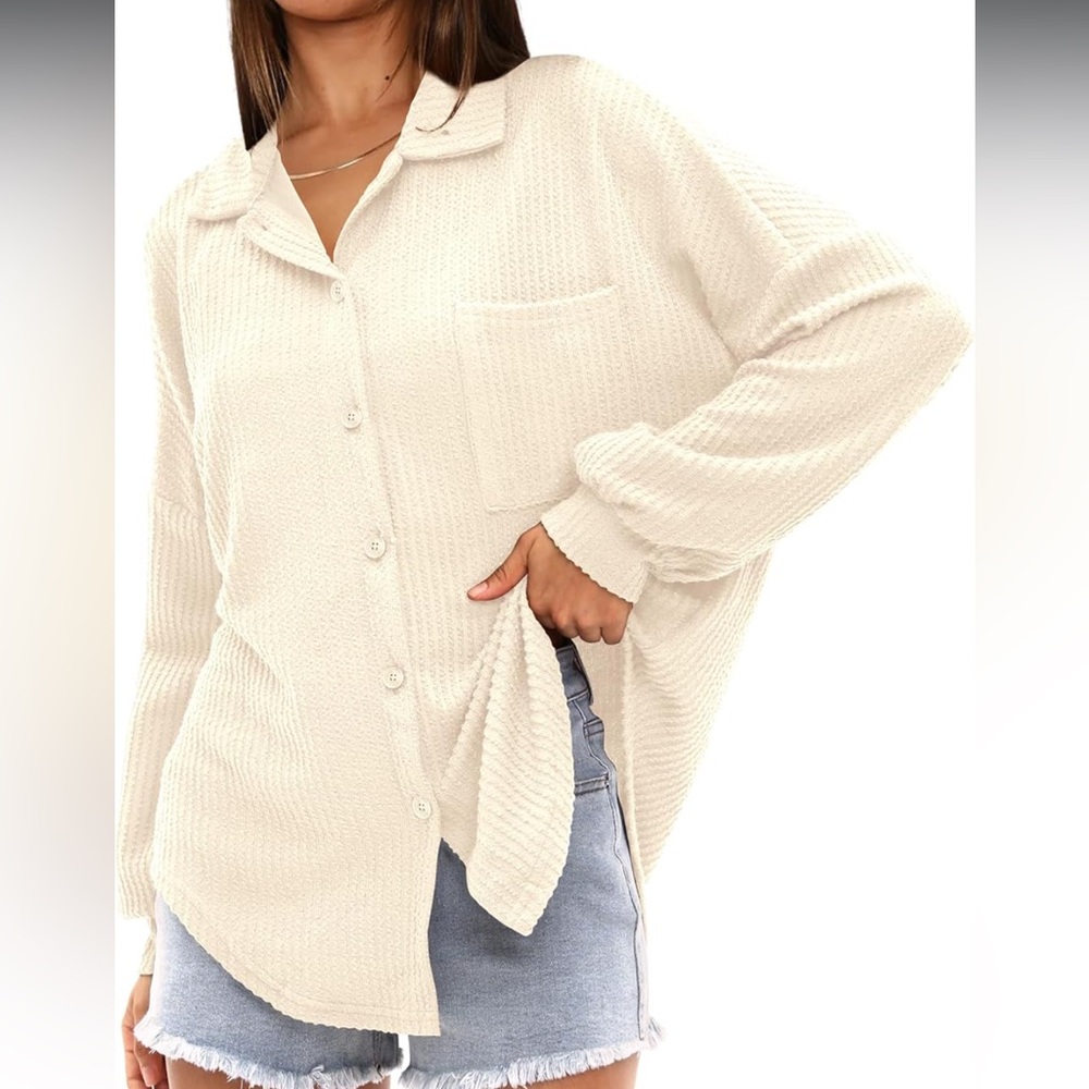 Off White Oversized Boxy Button Down Shirt